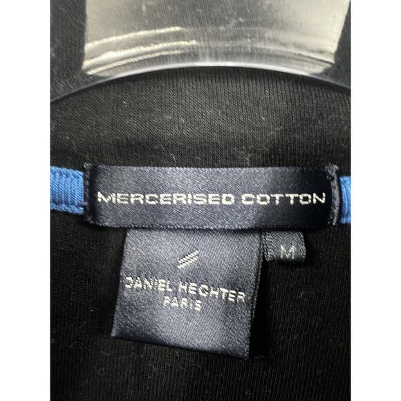 Daniel Hechter Paris Sweater Mens Medium 1/4 Zip Cotton Mock Neck Black - Picture 2 of 6